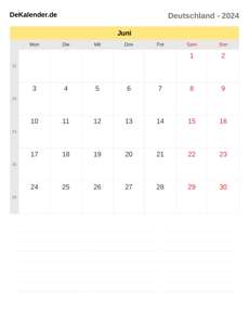Kalender 2024 Juni